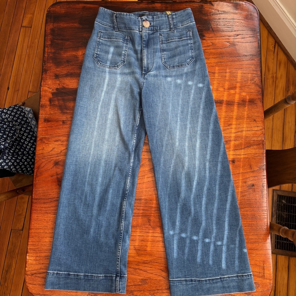 Maeve by Anthropologie high rise Flare Wide Leg Blue Jeans